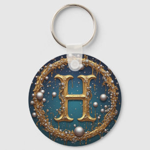 Förgylld monogram initialbokstav H Nyckelring