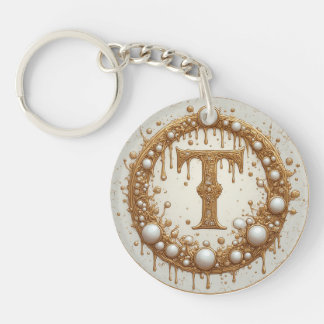Förgylld monogram T initial smyckesmotiv gåva