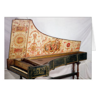 Förgylld och målad harpsichord hälsningskort