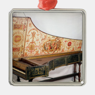 Förgylld och målad harpsichord julgransprydnad metall