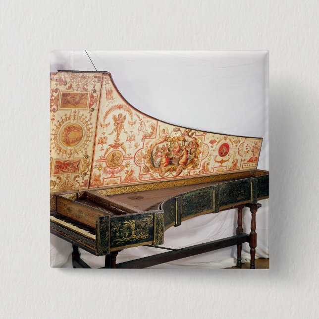 Förgylld och målad harpsichord knapp (Framsida)