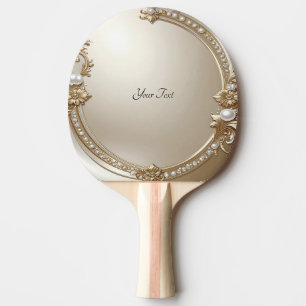 Förgylld prydd ram med pärlor pingisracket