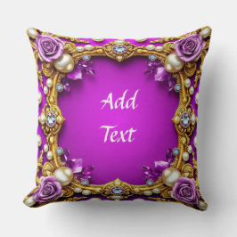 Förgylld ram med eleganta rosor och pärlor kudde