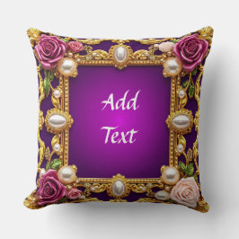 Förgylld ram med eleganta rosor och pärlor kudde