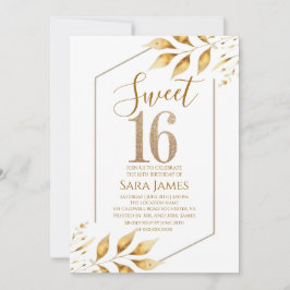 Förgylld ram Sweet 16 födelsedagsinbjudan Inbjudningar