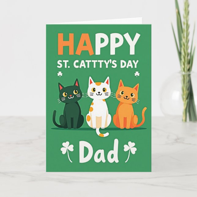 Förgylld St Cattys Dag Pappa-Kort Kort (Framsida)