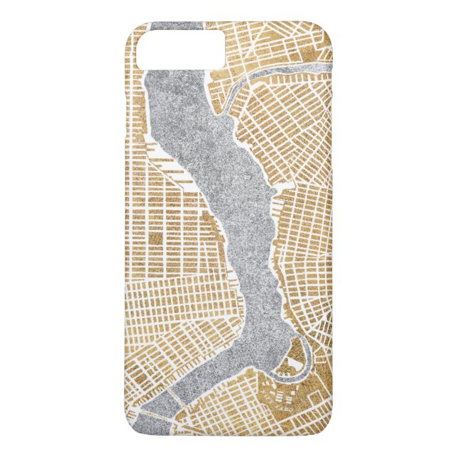 Förgylld stadskarta av New York Case-Mate iPhone Skal (Baksida)