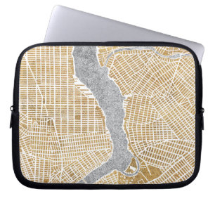 Förgylld stadskarta av New York Laptop Sleeve