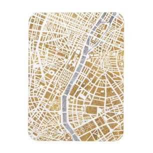 Förgylld stadskarta av Paris Magnet