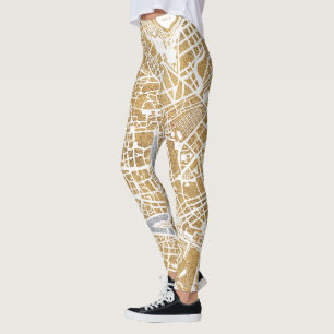 Förgylld stadskarta av Rome Leggings