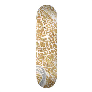 Förgylld stadskarta av Rome Old School Skateboard Bräda 18 Cm