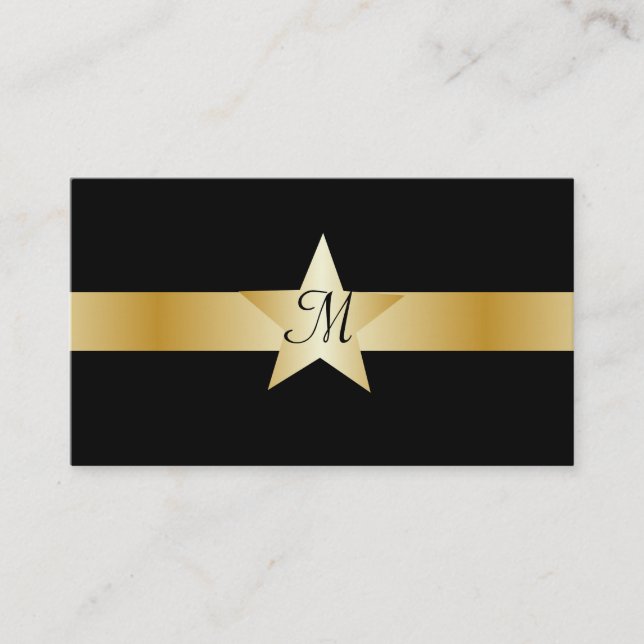 Förgylld stjärnmonogram visitkort (Framsida)