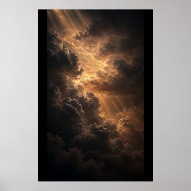 Förgylld storm — Stormsfär över mörkt hav Poster (Framsidan)