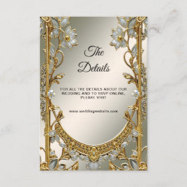 Förgylld utsmyckad vit blomsterdetalj inklusionsko tilläggskort