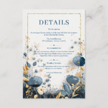 Förgylld Vildblomma Navy och Guld Bröllop