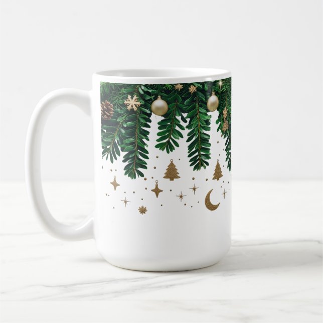 Förgylld Vinterlövkombinationsmugg - Premiumgrön Kaffemugg (Vänster)