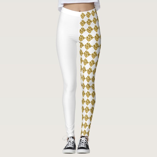 Förgyllda illusion vita Leggings (Framsida)
