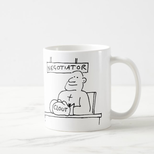 Förhandlaren på Desk har Boxing Glove med Clout Kaffemugg (Höger)