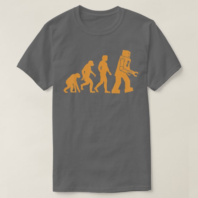 Förhistorisk apa till Monkey till Man till Robot E T Shirt (Design framsida)