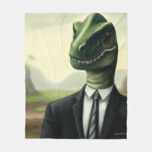 Förhistorisk dinosaur Businessman, Roligt AI Gener Fleecefilt