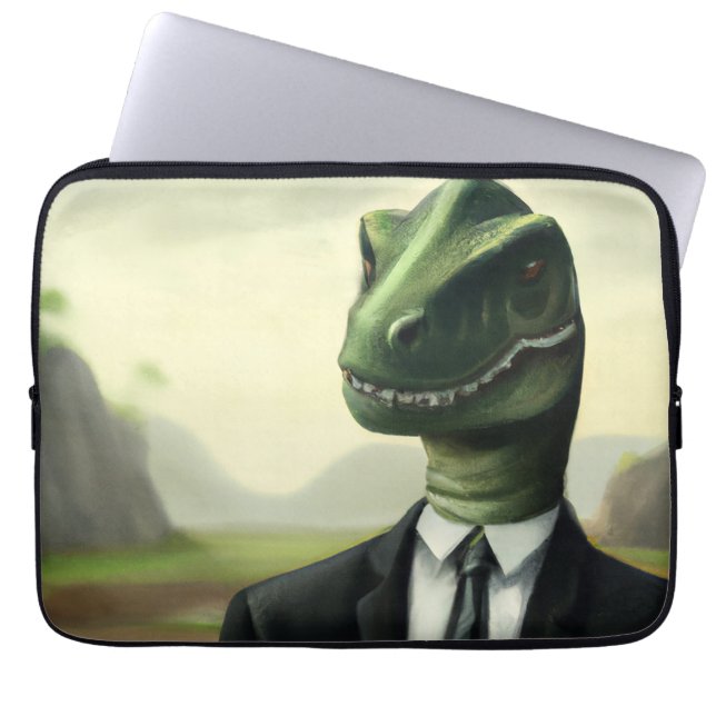 Förhistorisk dinosaur Businessman, Roligt AI Gener Laptop Fodral (Framsidan)