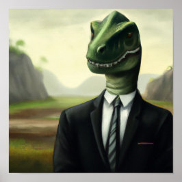 Förhistorisk dinosaur Businessman, Roligt AI Gener Poster