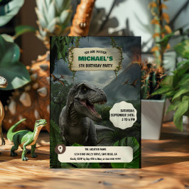 Förhistorisk Dinosaur T-rex-Födelsedagsfest Inbjudningar