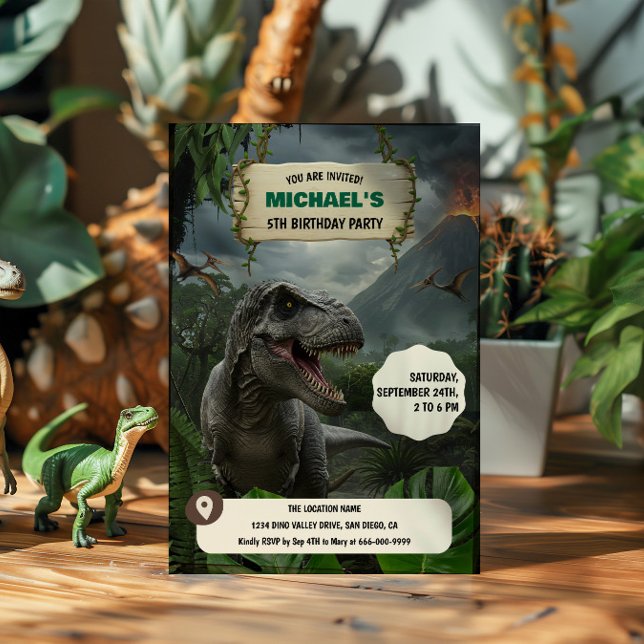 Förhistorisk Dinosaur T-rex-Födelsedagsfest Inbjudningar (Prehistoric T- rex Dinosaur Birthday Party Invitation)