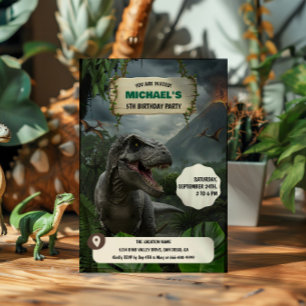 Förhistorisk Dinosaurie T-Rex Födelsedagsfest Inbjudningar