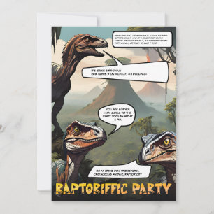 Förhistorisk dinosauriefäkt med grafik Novel Birth Inbjudningar