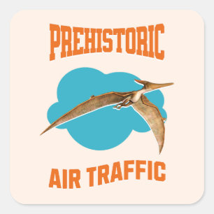 Förhistorisk flygtrafik Pterodactyl Pilot Humor Fyrkantigt Klistermärke
