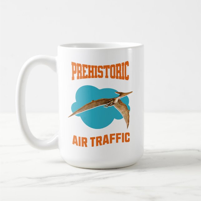 Förhistorisk flygtrafik Pterodactyl Pilot Humor Kaffemugg (Vänster)