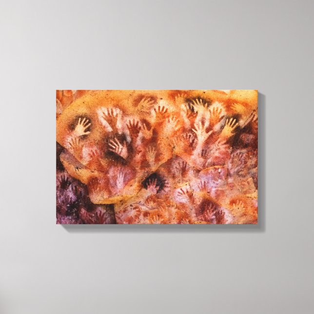 Förhistorisk grottmålning av Human Händer på Canva Canvastryck (Framsida)