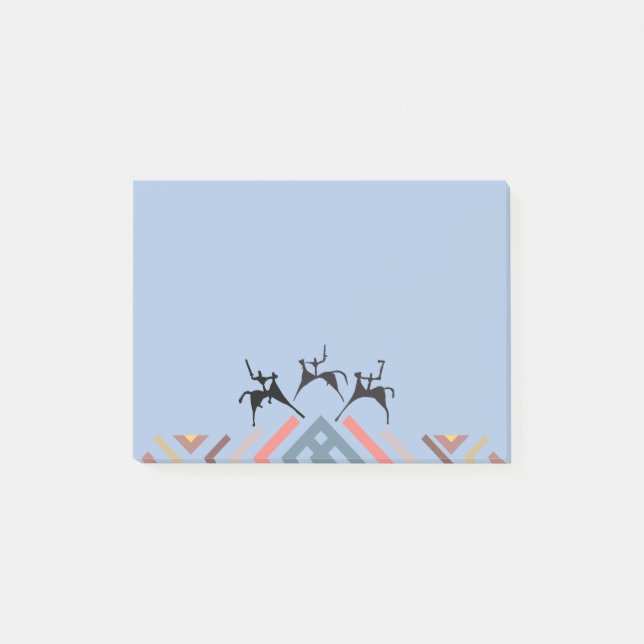 Förhistorisk krigare, jägare, petroglyf post-it block (Framsida)