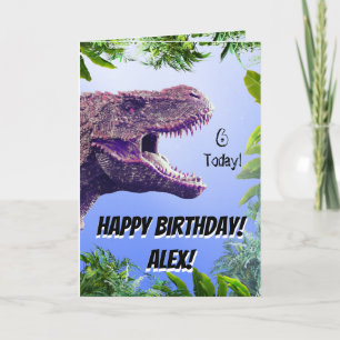 Förhistorisk Lila T- rex- dosinosaur-födelsedag Kort