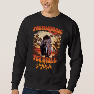 Förhistorisk men ändå stilren mammut retro humor lång ärmad tröja