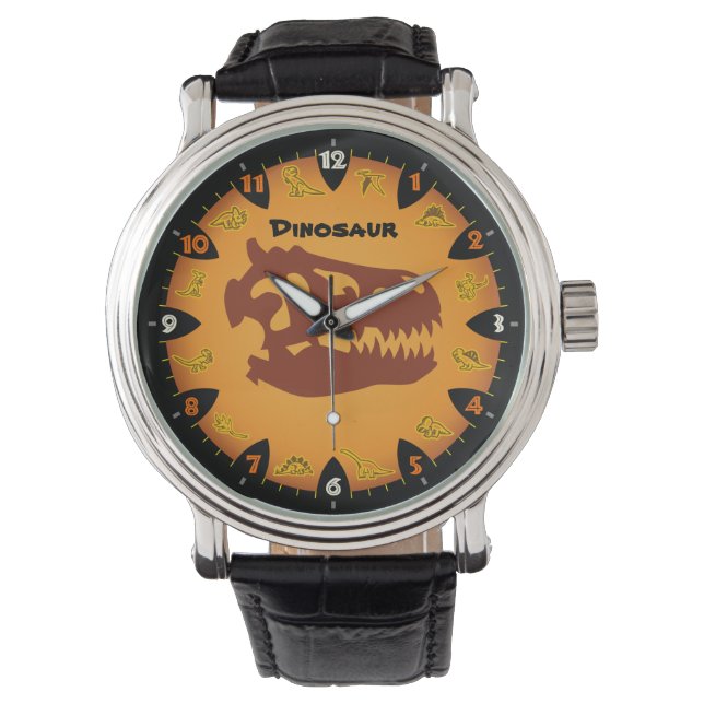Förhistorisk Orange Dinosaur Watch Armbandsur (Framsida)