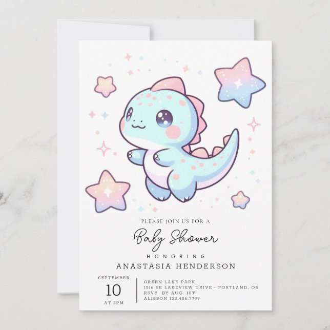Förhistorisk Roligt Dinosaur Baby Shower Inbjudningar (Framsida)