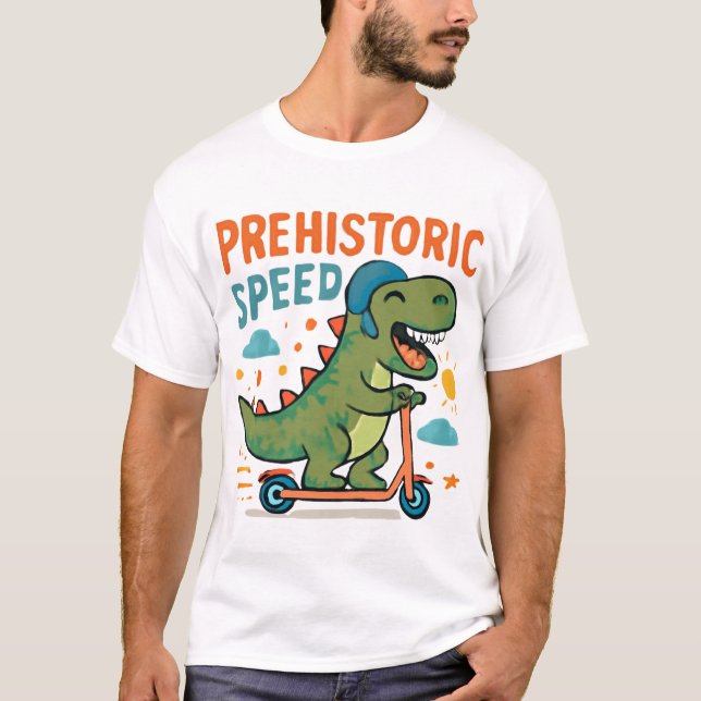 Förhistorisk snabbstartsmatta - Dinosaur Scooter A T Shirt (Framsida)