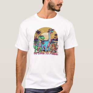 Förhistorisk Sommar Trupp Retro Dinosaurie Solnedg T Shirt