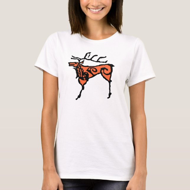 Förhistorisk stenkonsthjort t shirt (Framsida)