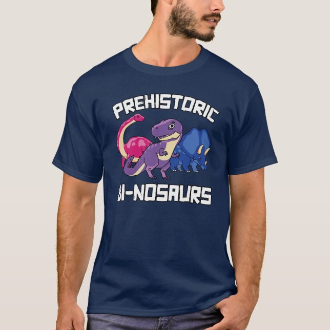 Förhistoriska Binosaurs Bi-nosaurier T Shirt (Framsida)