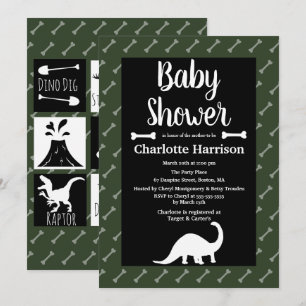 Förhistoriska dinosaurier baby shower inbjudningar