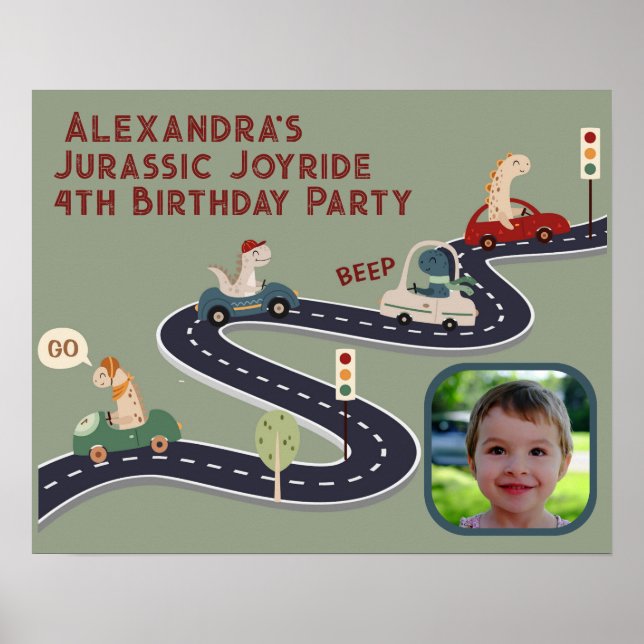 Förhistoriska grupper av färgstarka dinosaurier-kö poster (Framsidan)