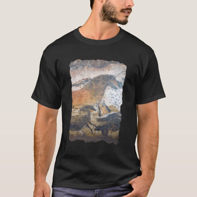 Förhistoriska hästar i lascaux-grottor som målas t shirt (Framsida)