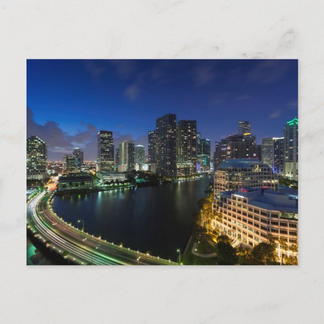 Förhöjd stadssilhuett från Brickell Key Vykort (Framsida)