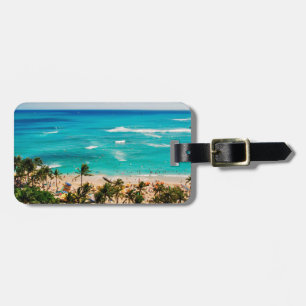 Förhöjd vy över Waikiki Beach Scene, Honolulu 2 Bagagebricka