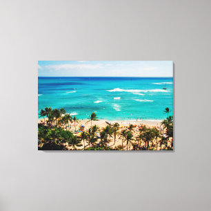 Förhöjd vy över Waikiki Beach Scene, Honolulu 2 Canvastryck