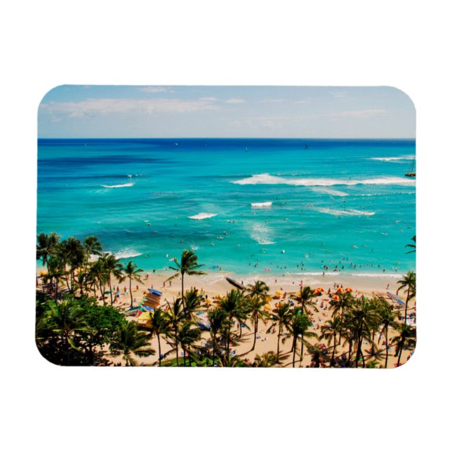 Förhöjd vy över Waikiki Beach Scene, Honolulu 2 Magnet (Horisontell)