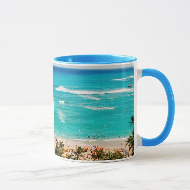 Förhöjd vy över Waikiki Beach Scene, Honolulu 2 Mugg (Höger)